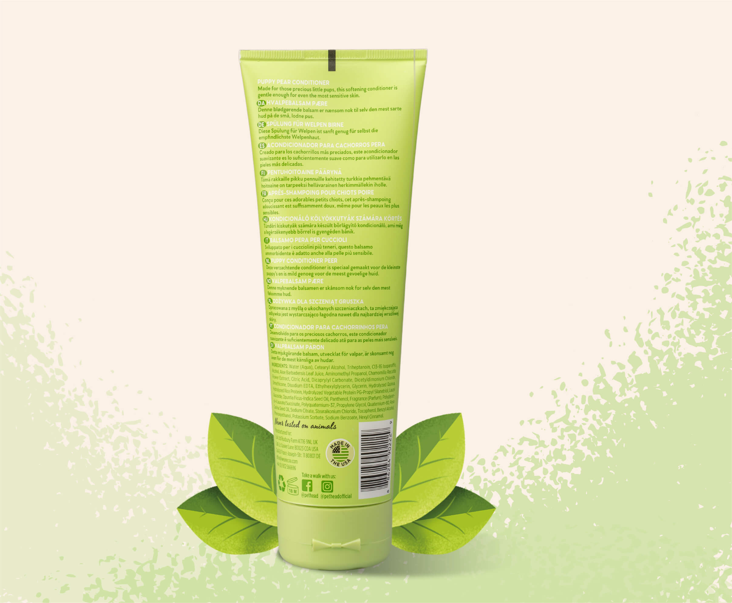 Product shot of the back of the Pet Head Mucky Pup conditioner