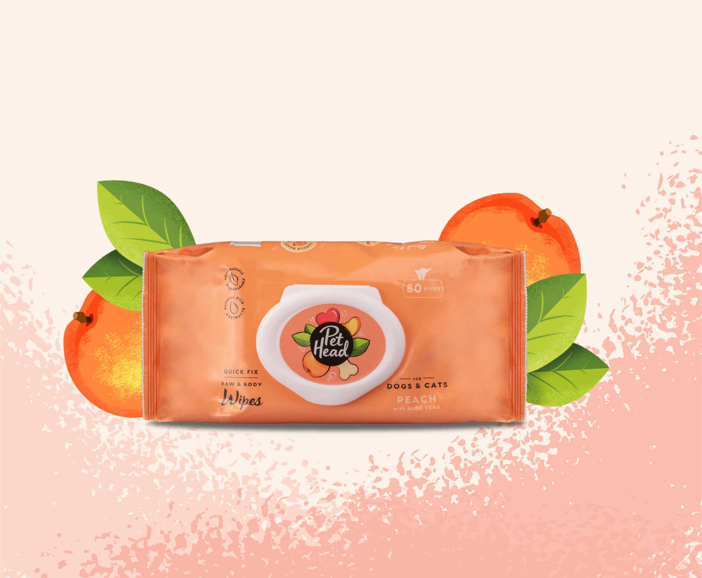 Product shot of the Pet Head Quick Fix wipes