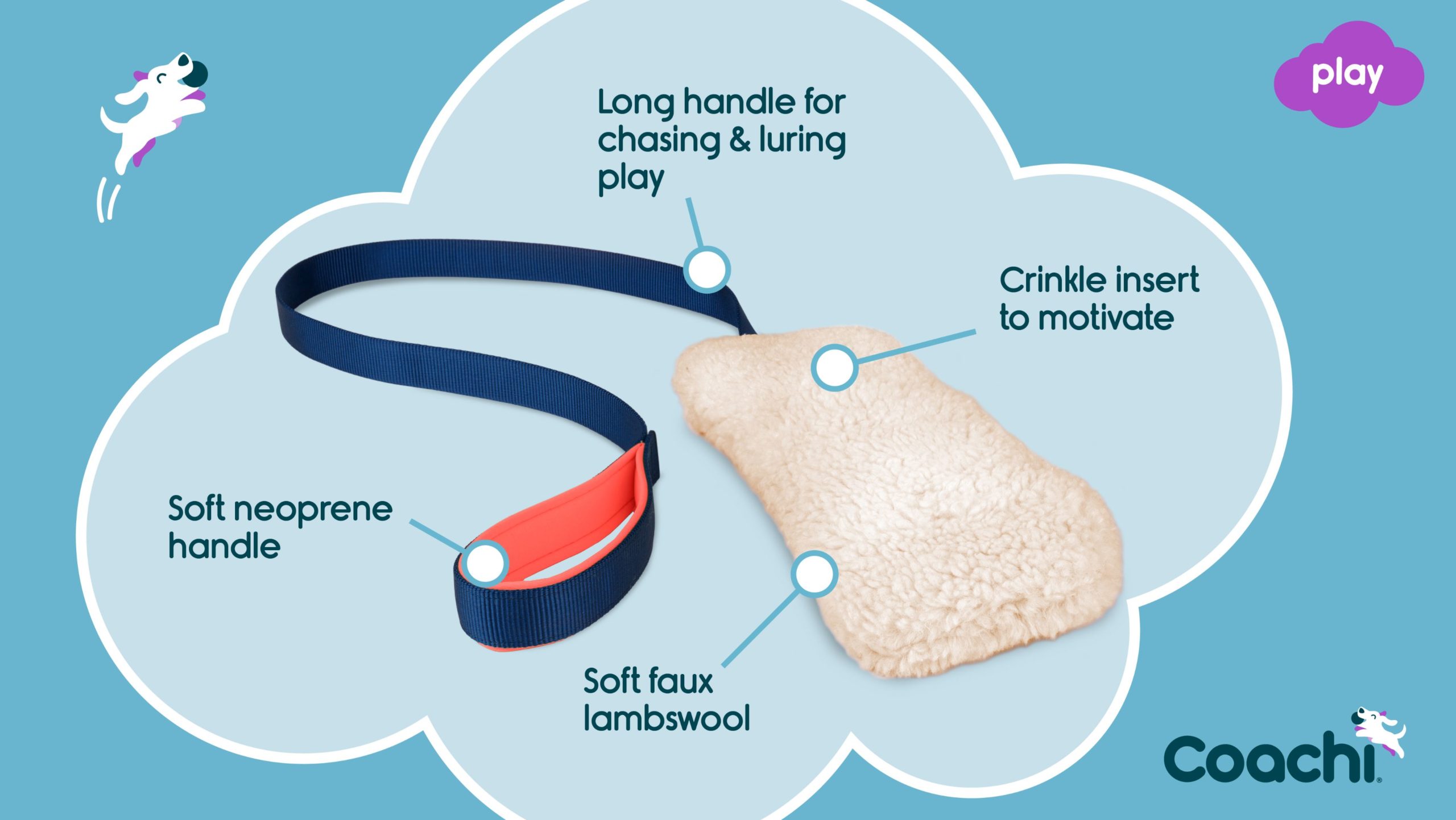Chase and crinkle reward toy features